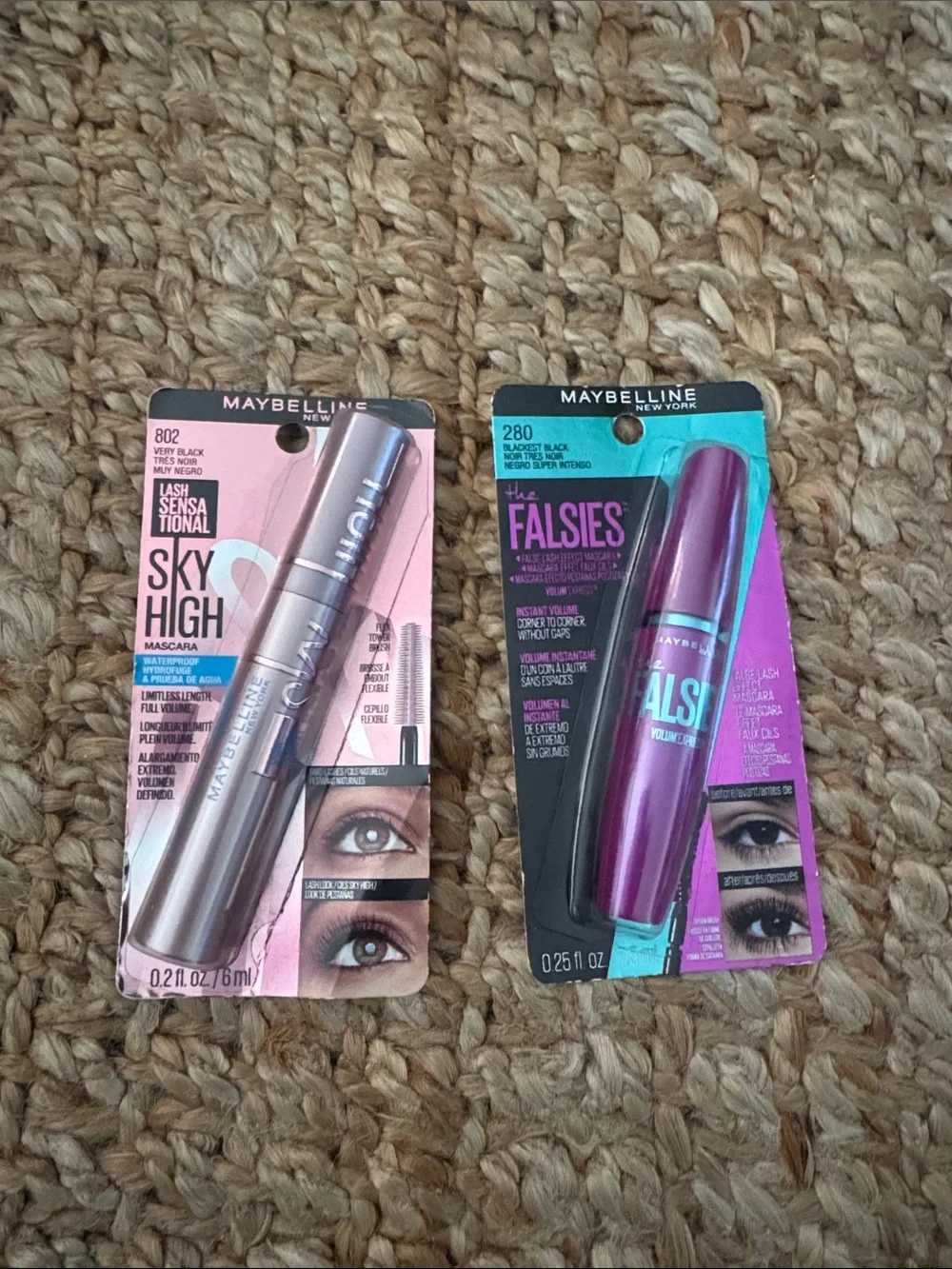 NWT Maybelline Sky High & The Falsies Mascara Set - Black waterproof  very black